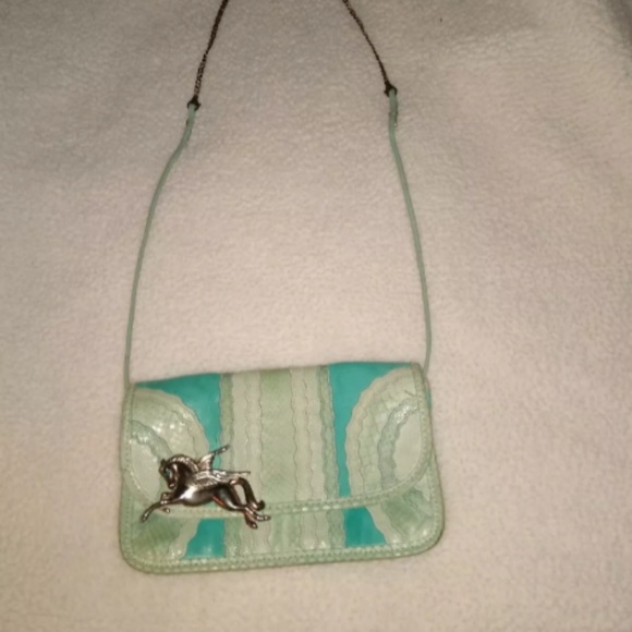 Vintage Python Turquoise Carlos Falchi Pegasus Bag - Picture 7 of 8